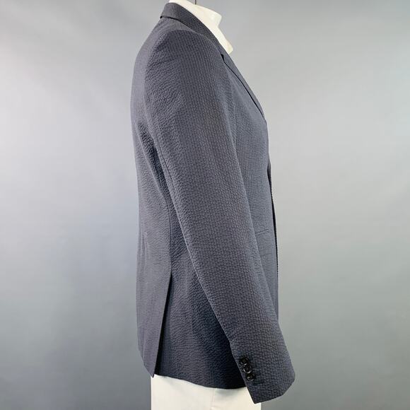 BURBERRY PRORSUM Size 42 Slate Grey Seersucker Cotton Notch Lapel Sport Coat - Picture 3 of 8
